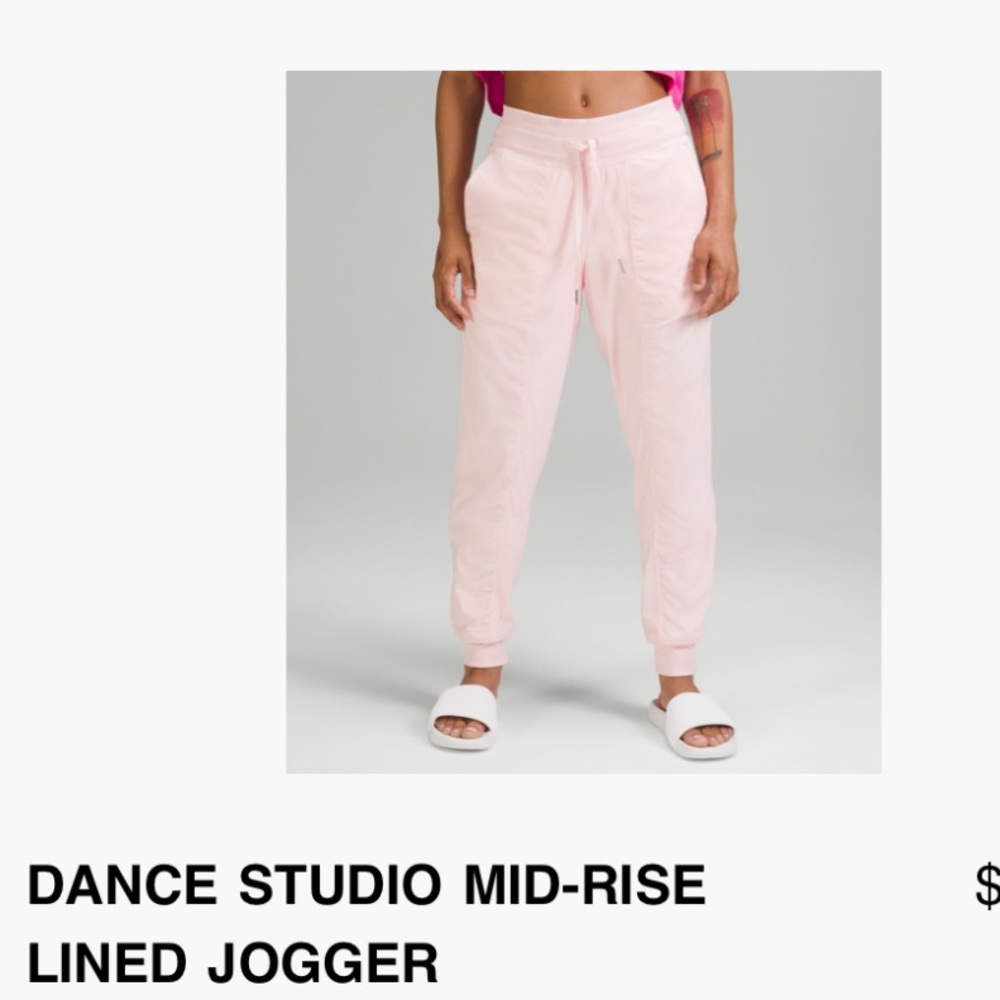 Lululemon Dance Studio Strawberry Milkshake Lined Mid-Rise Joggers Size 8
